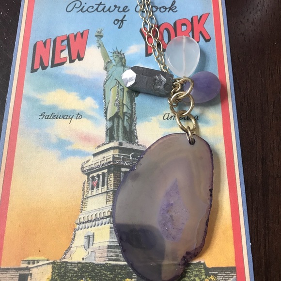 New Agate stone cluster necklace - Picture 2 of 3